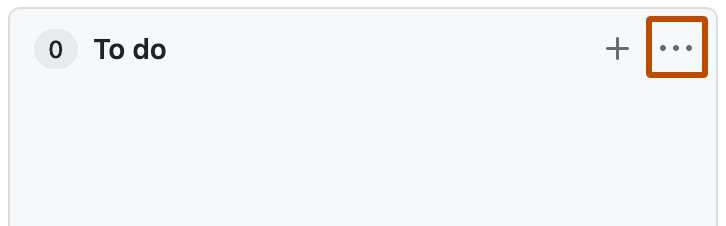 Screenshot: Spalte in einem Projekt. Das Menüsymbol ist mit einer orangefarbenen Linie hervorgehoben.